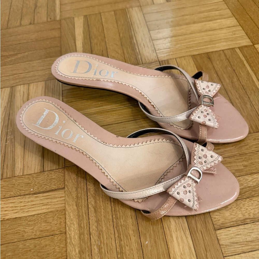 Dior Pink Bow Slide Sandals